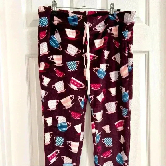 JOYSPUN Women Pajama Pant Joggers Sz S 4/6 Bundle Burgundy Tea Coffee Fleece NEW - Picture 4 of 11